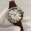 Relógio automático masculino de 2 cores, foto real com caixa, 40 mm, ouro rosa, mostrador romano, data WGNM0003, pulseira de couro, fecho dobrável, relógios mecânicos masculinos