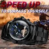 Montres-bracelets Forsining Militaire Hommes Mécanique Or Tourbillon Ssquelette Automatique Montre Pour Hommes De Luxe Bracelet En Acier Lumineux