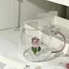 Wijnglazen 1 PC Creatieve 3D Rose Champagne Fluit Aangepaste wijnglazen beker Tumbler Mok Cup met roos binnenin Mooi glaswerk cadeau 231107