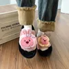 Pantofole da donna Cute Loopy Pantofole di peluche 2023 Autunno Inverno Genitore Bambino Sandali in cotone Donna Antiscivolo Caldo Home Wear Scarpe con plateau in pelliccia J1108