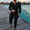 Men's Tracksuits Autumn Men's Long Sleeve Polo Shirt and Two Piece Men's Gym Sports Golf Apparel 230408