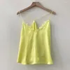 Tanques de mujer Aich Espejo Amarillo Sólido Impresión gráfica Mujeres Sling Chaleco Sin mangas Slim Lace Lady Jersey Casual Classic Femme Tops 2023