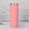 20 oz jantlı sıska tumbler 20 oz toz boyalı paslanmaz çelik sıska fincan w kapak saman vakum yalıtılmış kahve kupa su şişesi 20 qscb