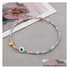 Charm Armbanden 20 stks/partij Mode-sieraden Colorf Zaad Kralen Gouden Hart Bedelarmband Boze Oog Armbanden Voor Vrouwen Liefhebbers Dhgarden Dh8Mf