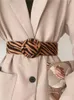 Belts Women's Wide Belt Fashion Leopard Pattern Decoration Waist Seal Round Buckle Square Coat Accessories