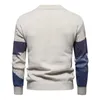 Men's Vests M-3XL!2 Colors!Autumn And Winter Fashion Casual Trend Contrast Color Splice Knitted Round Neck Long Sleeve Sweater