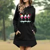 Dameshoodies Dames Kerstmis Rode Wijnbeker Bedrukt Topshirt met capuchon Lange mouwen Splicing Zacht sweatshirt Ropa Mujer