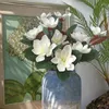 Dekorativa blommor 1st konstgjorda blommor Yulan Magnolia Eva Fake Plant Bouquet For Home Wedding El Table Window Decoration Accessories