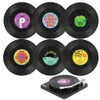 Nya 6st Vinyl Disk -Coasters med vinylskivspelarhållare Creative Koffie Mok Cup Onderzetters Hittebestendig Antislip Pads