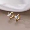 Orecchini a cerchio Argento Colore oro Classico abbagliante Orecchino zircone geometrico per le donne Accessori per gioielli di fidanzamento di nozze Regali