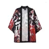 Etniska klädbadrocktryck harajuku japansk mode kimono kvinnor män 2023 cardigan blus haori obi asiatiska kläder samurai