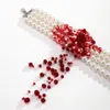 Choker Ingesight.z Multilayer Imitation Pearl Necklace For Women Gotic Drop Oil Red Crystal Tassel Halloween Jewelry