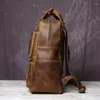 Backpack JLFGPJ Handmade Vintage Crazy Horse Couro de grande capacidade Men's Genuine Cowhide Business Computer Saco