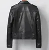 Women's Leather High Quality Autumn Fall Spring 2023 Moto Biker Zipper Jacket Genuine Real Sheepskin Coat For Female Black XXXL