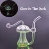 Glow In The Dark Smoking Water Pipes Glass Oil Burner Bong Hookah Mushroom Colorful Heady Recycler Dab Rig with 10mm Male Glass Oil Burner Pipe Cheapest