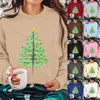 Sudaderas con capucha para mujer, cuello redondo, manga larga, estampado de árbol de Navidad, chaqueta de entrenamiento con capucha, artículos para mujer, Top exfoliante