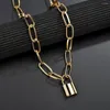 Kedjor Rock Choker Lock Necklace Layed Chain på nacken med punksmycken Mujer Key Padlock Pendant for Women Gift