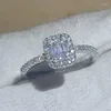 Cluster Ringe Marke Frauen Luxus Schmuck Reine 925 Sterling Silber Prinzessin 5A Zirkonia CZ Party Girl Ehering Ring Gif