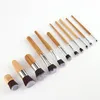 Dekorativa figurer 11st Natural Bamboo Handle Makeup Borstes Set High Quality Foundation Blending Cosmetic Make Up Tool With Cotton Bag