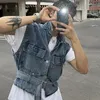 Gilets pour hommes Vintage sans manches Cargo veste Streetwear décontracté Denim gilet hommes manteaux de mode mâle gilet vêtements en vrac Jeans gilets 231108