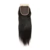 Brasiliansk jungfru mänsklig hår 4x4 spets stängning gratis del rak kroppsvåg naturlig färg 12-26 tum topp stängningar