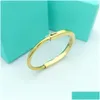 Bangle Titanium Stal Designer Bransoletka Bransoletka Sier Rose Gold Bracelet dla kobiet biżuteria z Veet Bag Drop dostawa dhkmz