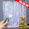 弦3m/4m/6m led ledカーテンガーランドフェアリーライトフェストゥーンとリモートイヤークリスマスデコレーションパーティーウェディング