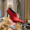 TOP qualité luxe élégant talons hauts bottes femmes bout pointu sexy sans lacet blanc rouge Geuine cuir chaussures de mariage nouveauté pompes à la mode