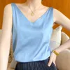 Camisoles Tanks Elegant Women's Cut Top Casual Sleeveless Brushed Silk Tank Top Satin Top Women's Sexy V-neck Thin Bottom Tank Top 230408