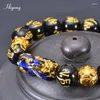 Strand Feng Shui Bransoletka Five Elements Porsity Bracelets Pixiu naśladowanie obsydian powodzenia Bogactwo koraliki Banles dla mężczyzn