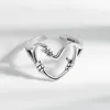 Obrączki ślubne koreańskie otwarte regulowane miłosne serce palec dla kobiet pierścień biżuterii Walentynki Prezent