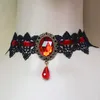 Chokers Gothic Jóias Red Bat Halloween Colar Lace Gargantilha Colar para Mulheres Pesadelo Antes do Natal Preto Colar em Camadas 231108