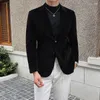 メンズスーツスリムフィットコーディュロイビジネススーツジャケットファッション韓国シングルブレストメンズ秋冬の太いブレザーカジュアルタキシード