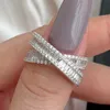 silver color cz cross ring women finger jewelry micro pave rectangle round cz paved luxury sparking engagement rings