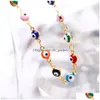 Sandálias descalças 2021 Bohemian Colorf Evil Eye Beads Anklets para mulheres Gold Sier Color Summer Ocean Beach Ankle Pulseira Foo Dhgarden Dh3G1