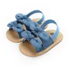 Sandales été bébé filles chaussures coton tissu respirant anti-dérapant rayé point nœud nœud premiers marcheurs enfant en bas âge semelle souple
