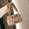 winters Evening Bags Autumn and Winter High Quality Fur Bag Women's Ins Shoulder Pearl Hand Plush Pleated Bucket
