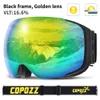 Kayak Goggles Copozz Manyetik Kayma Gözlükleri Hızlı Değişim Lens ve Kasa Seti% 100 UV400 Koruma Boz Anti Snowboard Gözlük Gözlük Gözlükleri Erkekler İçin 231107