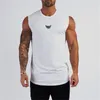Herrtankstoppar Summer Compression Gym Tank Top Men Cotton Bodybuilding Fitness Sleeveless T Shirt Workout Clothing Mens Sportwear Muscle Vests 230408