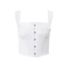 Women's Tanks Sexy White Corset Tops For Women 2023 Fashion Club Wear Square Neck Cropped Tank Top Busiter N33-BE12