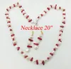 Necklace Earrings Set 7MM Natural Lavender Baroque Seawater Pearl And Irregular Red Coral Stud Classic Ladies Party 50cm