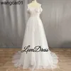 Party Dresses Boho Tul A Line Wedding Dresses 2021 Off the Shoulder Lace Appliques Beach Bridal Gown Sexy High Split Wedding Gowns For Bride 0408H23