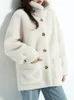 Futra kobiet sztuczne kobiety zimowe kobiety prawdziwe ubrania 2023 Koreańska krótka owca kurtka ścinająca się vintage ciepły wełniany płaszcz hiver fr305