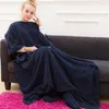 s Long Fleece Hoodie Sweatshirt With Sleeves Adult Cozy Soft Winter Warm Wearable Robe Shawl Throws Blanket For Beds Sofa W0408