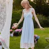 Mulheres Sleepwear Roseheart Verão Mulheres Homewear Azul Sexy Nightdress Lace Nightwear Luxo Nightgown Court Vestido Vestido