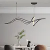 Pendant Lamps Modern Black Chandelier For Dining Room Kitchen Living Bedroom Curve Led Lamp Table Interior Decor Lighting Fixture