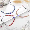 Charm Bracelets 20Pcs/Lot Braided Evil Blue Eye Charm Bracelet Handmade Jewelry Colorf Crystal Beads Bracelets For Women Gir Dhgarden Dhcdq