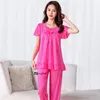 Kvinnors sömnkläder Kvinnors heminredning Kvällsklänning Summer Satin Silkbyxor Set Women's Middle and Lace Lace Big 5XL Nightwear Bedroom Set 230408