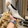 Stivali con tacchi alti eleganti di lusso di alta qualità Stivali da donna con punta a punta Slip sexy su scarpe da sposa in pelle bianca rossa Geuine Scarpe alla moda di nuovo arrivo