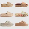 Designer Slippers Woman Slipper Platform Shoes Luxury Sandals Thick Bottom Slides Embroidery Sandal Rubber Slide